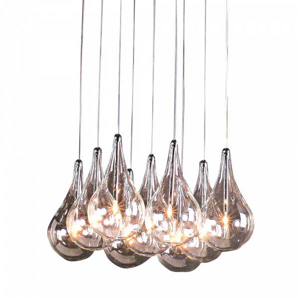 PENDENTE DROP CROMADO E TRANSPARENTE (C)31CM (L)31CM (A)21CM 9XG4 180W - HO1370B - 2