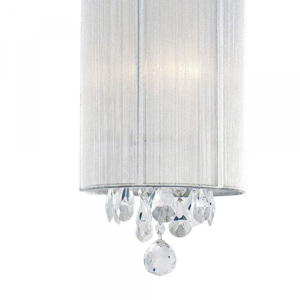 PENDENTE SILK D 20CM X 55CM 2XE27 127V / 220V CROMADO. PRATA E TRANSP - HU2089S - 2