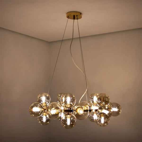 PENDENTE HALO DOURADO E CONHAQUE (D)69.5CM (A)24CM 25XG9 125W - PENDENTE HALO DOURADO E CONHAQUE (D)69.5CM (A)24CM 25XG9 125W - 3