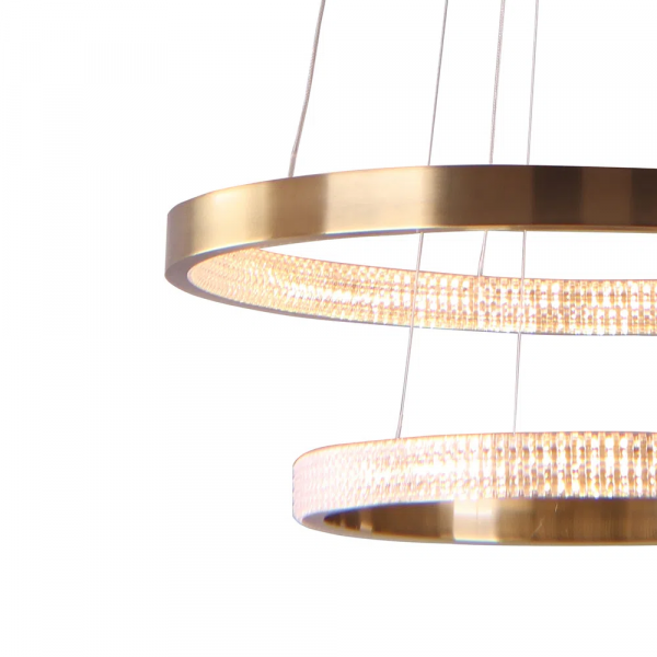 PENDENTE OCA DOURADO E TRANSPARENTE (D)80+60CM (A)4CM 42W + 32W 3000K 4356LM - GD003 - 2