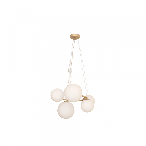 PENDENTE OXALA DOURADO E BRANCO (C)62.3CM (L)49.6CM (A)31CM 5XG9 125W - 2
