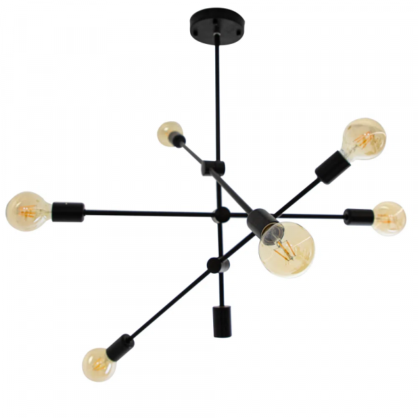 PENDENTE IPANEMA PRETO (D)68CM (A)139CM 6XE27 240W - RM004B - 2