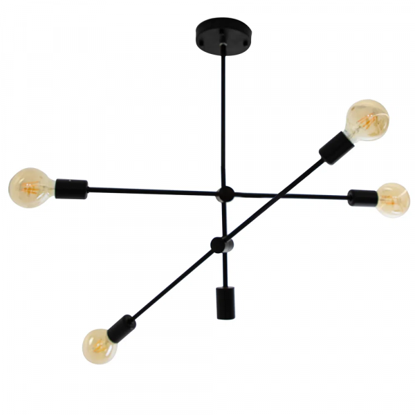 PENDENTE IPANEMA PRETO (D)68CM (A)139CM 4XE27 160W - RM003B - 2