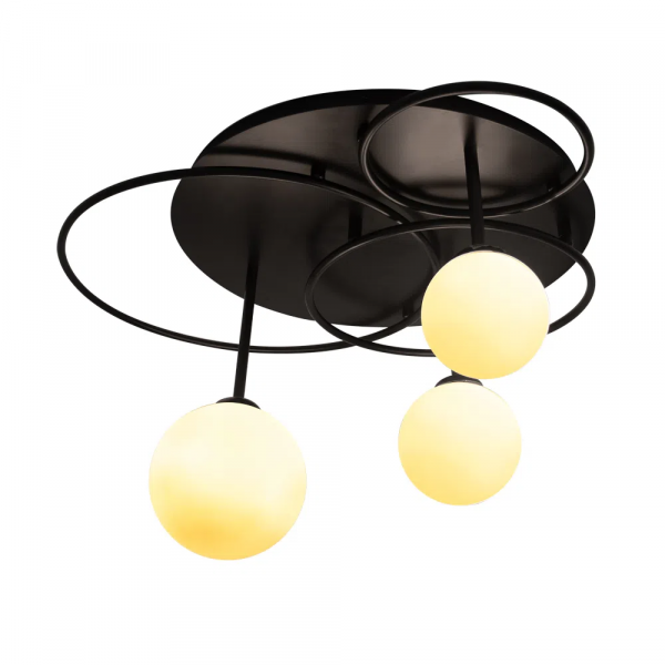 PLAFON DE SOBREPOR LINDO PRETO E CROMADO (D)60CM (A)32CM 3XG9 75W - TR006B - 3