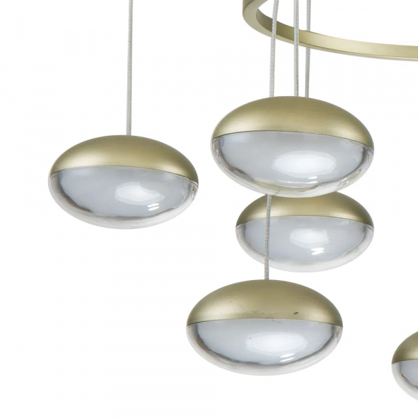 PENDENTE LUDIQUE DOURADO E TRANSPARENTE E BRANCO (D)66CM (A)87CM 10X5W 3000K 2500LM - EG007 - 2