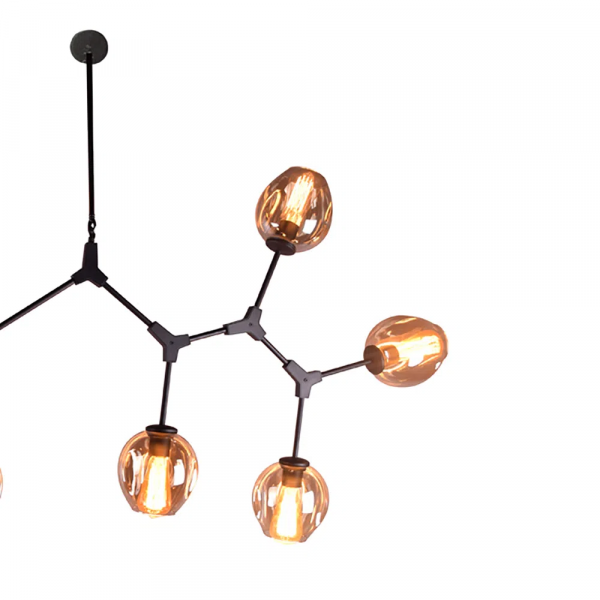 PENDENTE ORBE PRETO E CHAMPAGNE (C)100CM (L)40CM (A)95CM 7XE27 280W - KY001M - 2