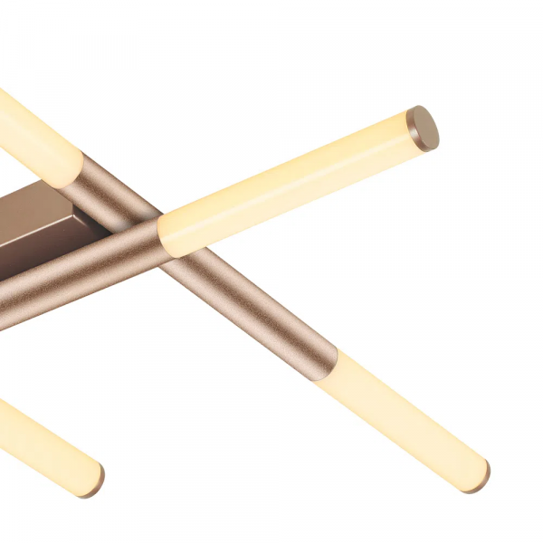 PLAFON DE SOBREPOR PALITO DOURADO (C)86CM (L)70CM (A)7CM 6X6W 2700K 1800LM - CD017 - 2