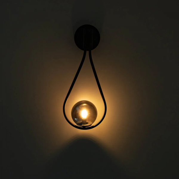 ARANDELA PINGO PRETO E FUME (D)20CM (A)47.4CM 1XG9 25W - TR002B - 2