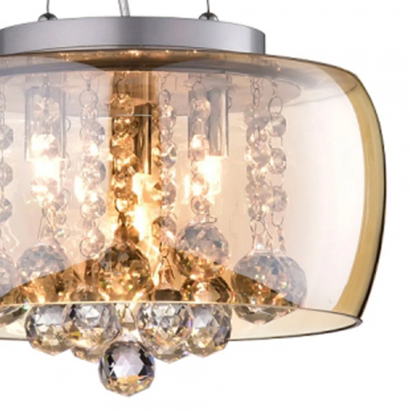 PENDENTE / PLAFON SOHO CROMADO E TRANSPARENTE E AMBAR (D)28CM (A)13CM 3XG9 75W - PD005AM - 3