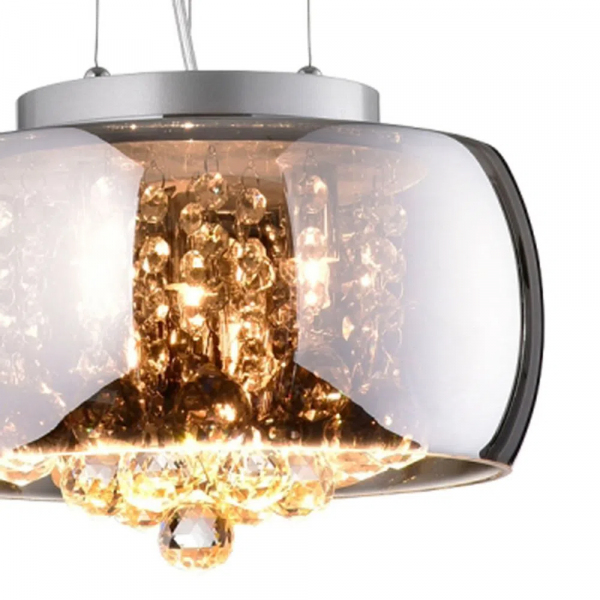 PENDENTE / PLAFON SOHO CROMADO E TRANSPARENTE (D)28CM (A)13CM 3XG9 75W - PD005CR - 3