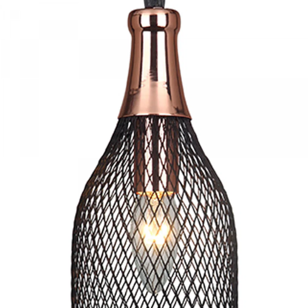 PENDENTE COPPER COBRE E PRETO (D)12CM (A)31CM 1XE27 40W - XN004 - 2