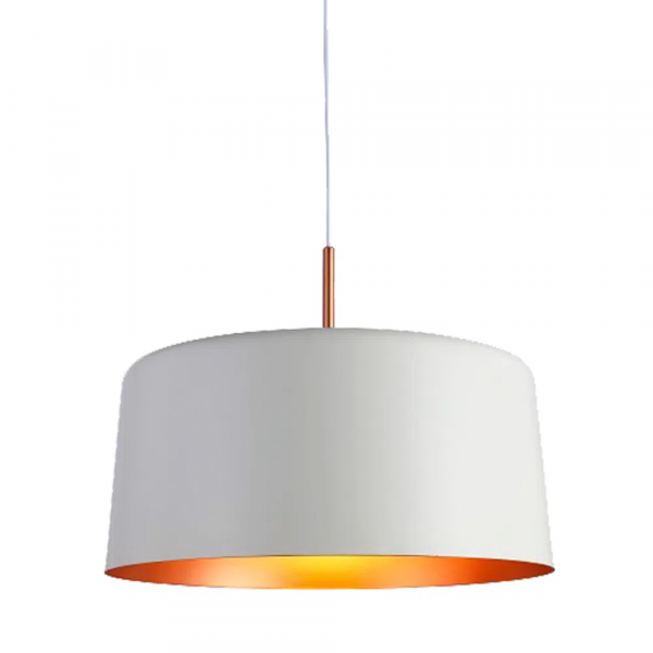 PENDENTE BOT BRANCO E COBRE (D)50CM (A)38,5CM 1X40W E27 - 2