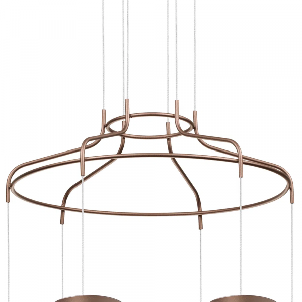 PENDENTE CORDEL DOURADO E BRANCO (C)60CM (L)60CM (A)13CM 6X5W + 6X2W 2700K - CD008 - 2