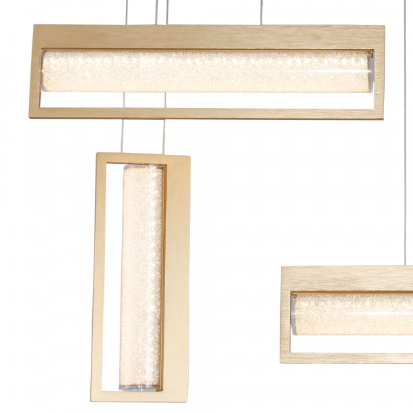 PENDENTE GLITTER DOURADO E TRANSPARENTE (C)85CM (L)16CM (A)71CM 1X40W 3000K - HC009L - 2