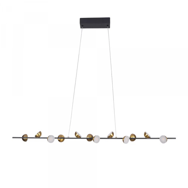 PENDENTE GRAVIOLA DOURADO E PRETO E BRANCO (C)102CM (A)5.7CM 12X3W 3000K 1980LM - DS002