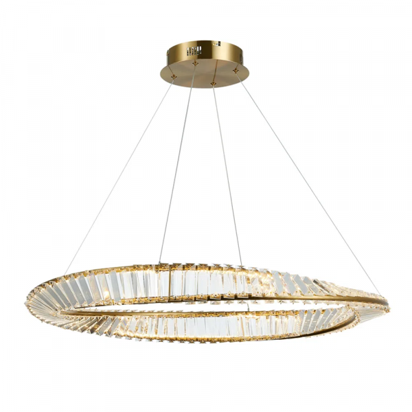 PENDENTE INIS DOURADO E TRANSPARENTE (D)80CM (A)8CM 1X72W 3000K 2705LM LED
