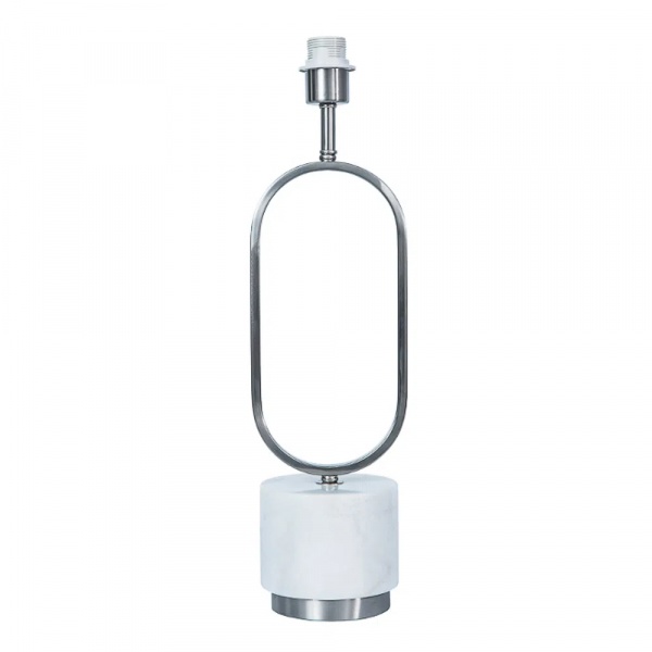 BASE PARA ABAJUR OVALE NIQUELADO E BRANCO (D)16CM (L)14CM (A)56CM 1XE27 40W - GL019N