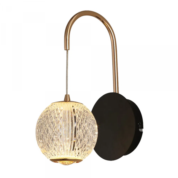 ARANDELA LUCE DOURADO / PRETO E TRANSPARENTE (C)18CM (L)12CM (A)27CM 1X4,2W 3000K 252LM LED