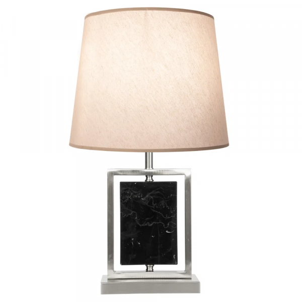BASE PARA ABAJUR LITHOS PRETO E NICKEL (C)22CM (L)12CM (A)39CM 1X40W E27