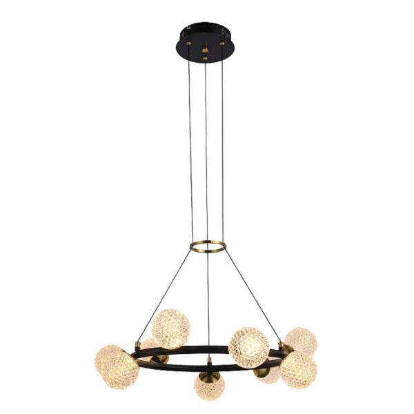 PENDENTE SPIRIT DOURADO / PRETO E TRANSPARENTE (D)60CM (A)15CM 9X3W 3000K 1620LM LED