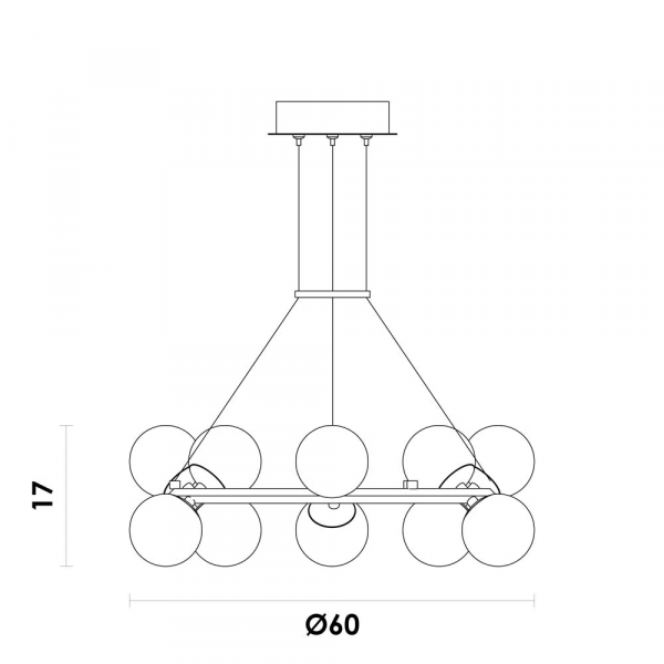 PENDENTE SPIRIT DOURADO / PRETO E TRANSPARENTE (D)60CM (A)15CM 12X3W 3000K 2160LM LED - 1