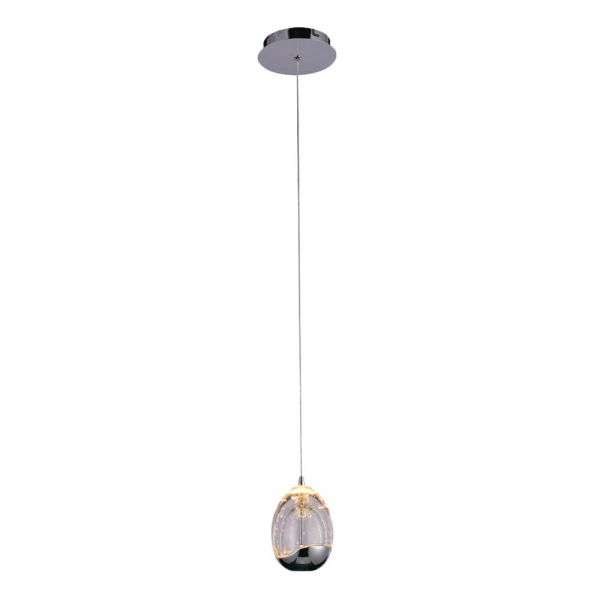 PENDENTE GUTE CROMADO E TRANSPARENTE (D)9CM (A)14CM 1X4,8W 3000K 288LM LED