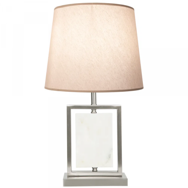 BASE PARA ABAJUR LITHOS BRANCO E NICKEL (C)22CM (L)12CM (A)39CM 1X40W E27