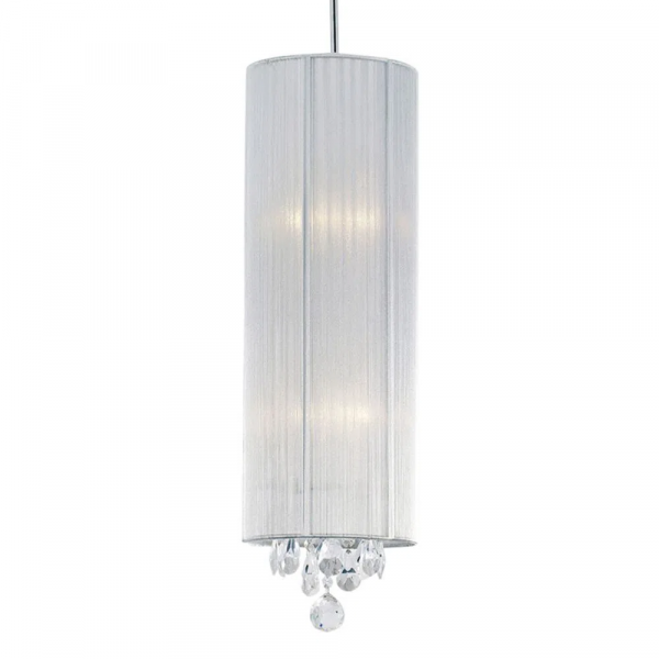 PENDENTE SILK D 20CM X 55CM 2XE27 127V / 220V CROMADO. PRATA E TRANSP - HU2089S
