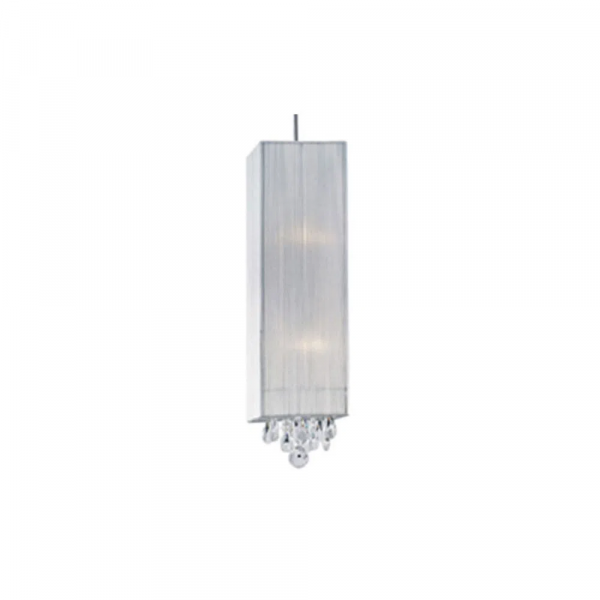 PENDENTE SILK 18CM X 18CM X 50CM 2XE27 127V / 220V BRANCO. CROMADO E TRANSP - HU2189W