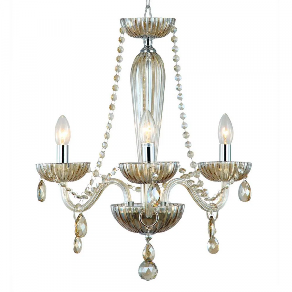 LUSTRE ANJOU D 42CM X 54CM 3XE14 127V / 220V CROMADO E CHAMPAGNE - JF013A