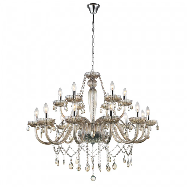 LUSTRE ANJOU CROMADO E CHAMPAGNE (D)82CM (A)100CM 18XE14 720W - JF118A