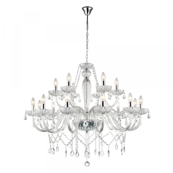 LUSTRE ANJOU CROMADO E TRANSPARENTE (D)82CM (A)100CM 18XE14 720W - JF118C