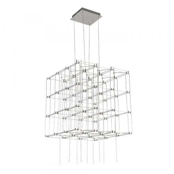 PENDENTE SKY CROMADO E TRANSPARENTE (C)58CM (L)55CM (A)58CM 64X0.2W 3000K 1024LM - JJ007