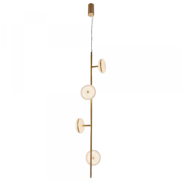 PENDENTE DENDÊ DOURADO E FOSCO (C)28CM (L)28CM (A)122.5CM 4X13W 2400K 4160LM - JJ020