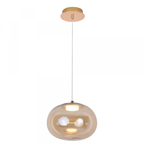 PENDENTE BALLOON DOURADO E CHAMPANHE (L)26CM (A)18,2CM 1X9W 3000K 400LM LED