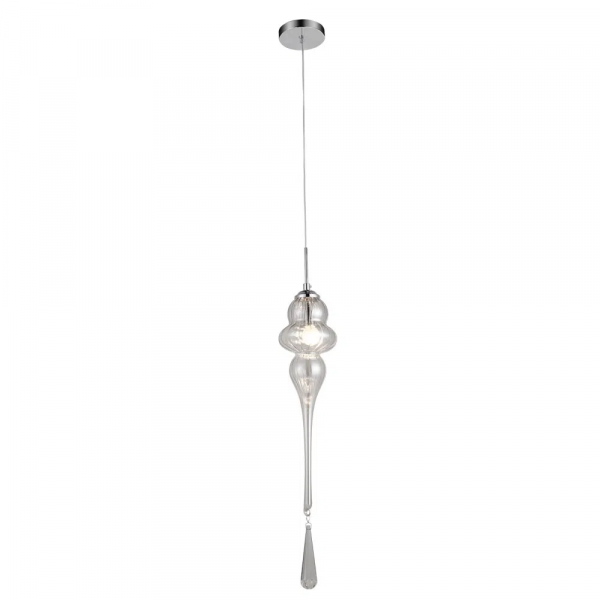 PENDENTE ORGANIKA CROMADO E TRANSPARENTE (D)13.5CM (A)65CM 1XE14 40W - KB001C