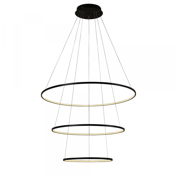 PENDENTE BIRDIE PRETO (D)80 + 60 + 40CM (A)42CM 1X39W 3000K - KW002B