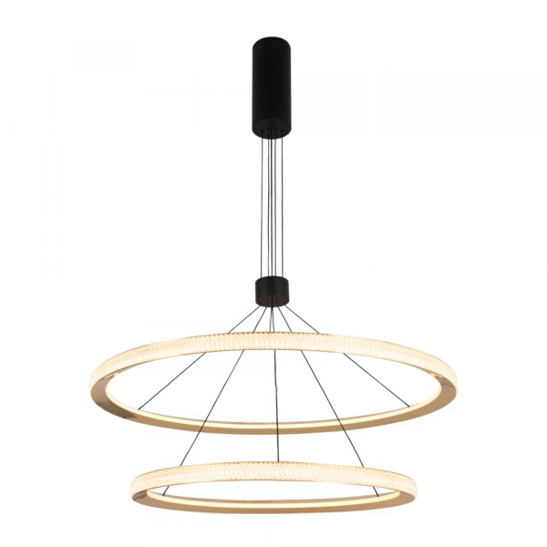 PENDENTE MERIDIANO PRETO E DOURADO (D)80 + 60CM (A)3.5CM 1X125W 3000K 4200LM LED
