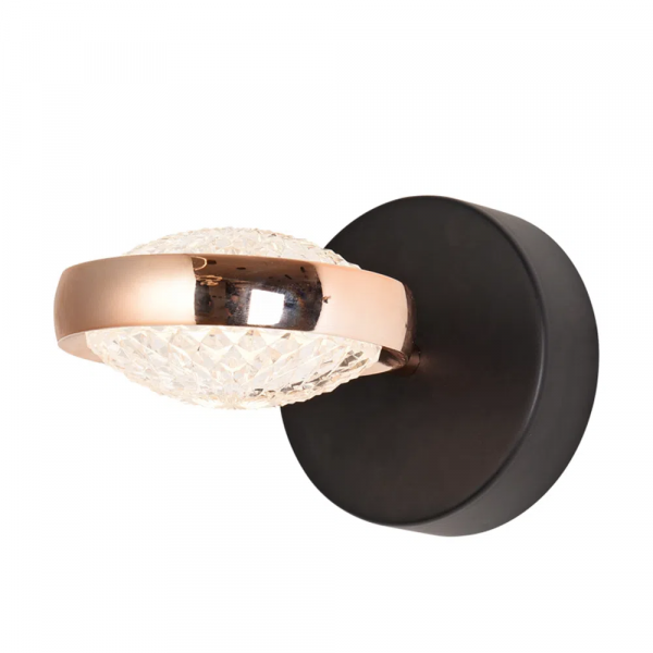 ARANDELA BEEP PRETO E DOURADO (C)20CM (L)12CM (A)6CM 1X8W 3000K 500LM LED
