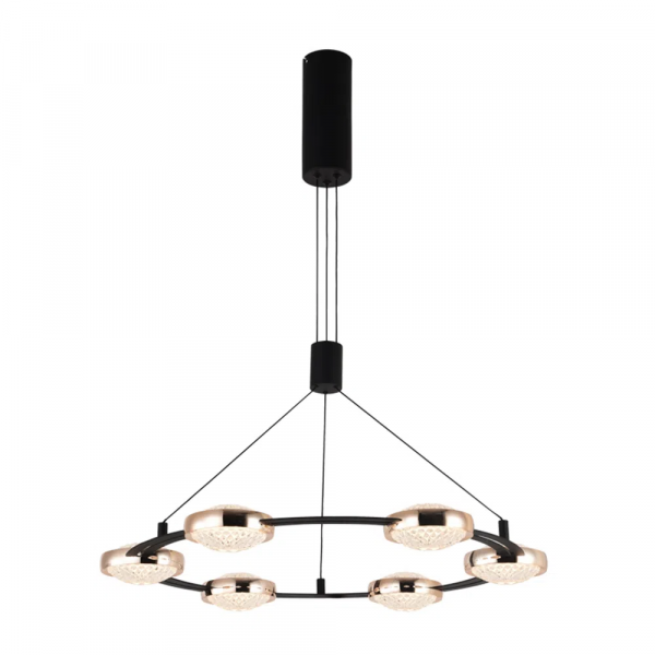 PENDENTE BEEP PRETO E DOURADO (D)66CM (A)6CM 6X8W 3000K 2300LM LED