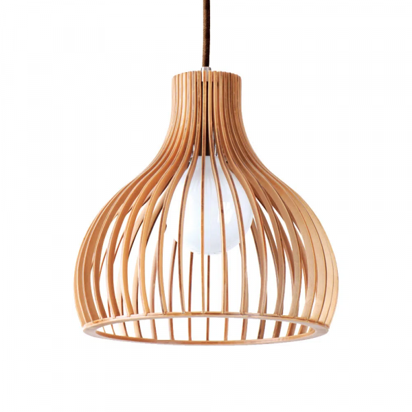  PENDENTE WOOD CROMADO E MARROM (D)45CM (A)45CM 1XE27 40W - LB005