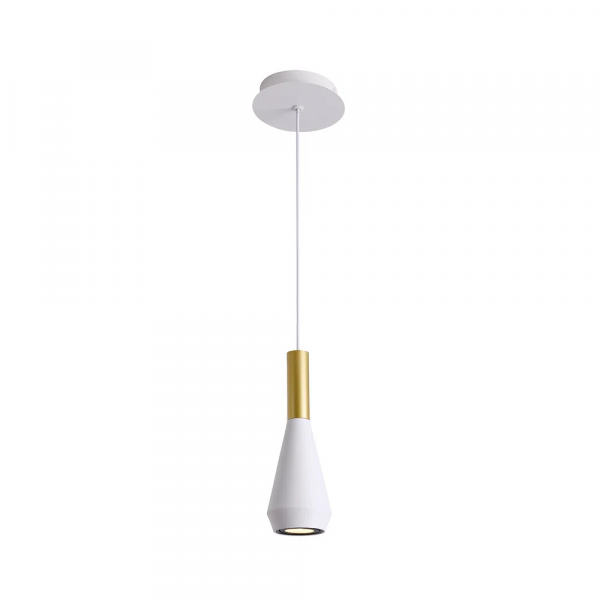 PENDENTE PITUCO BRANCO E DOURADO E BRANCO (D)9CM (A)26CM 1XGU10 10W - ML016GW