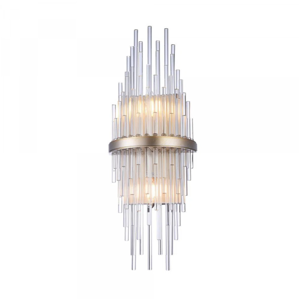 ARANDELA SANSA DOURADO E TRANSPARENTE (D)12CM (A)55CM 2XE14 80W - MR008