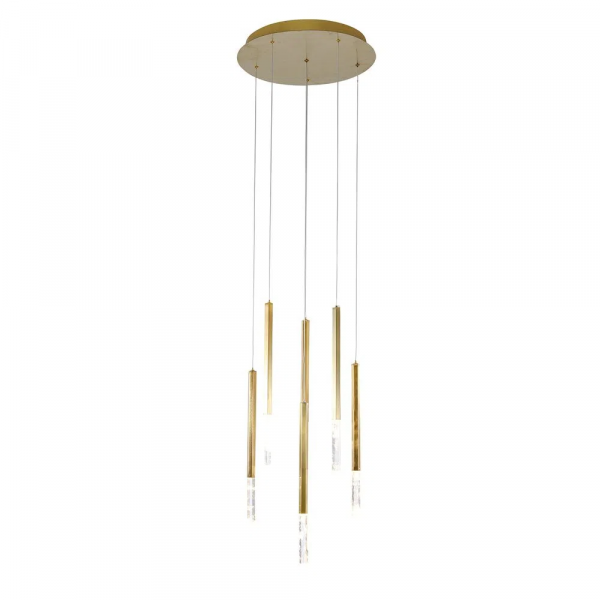 PENDENTE PETRA DOURADO E TRANSPARENTE (D)40CM (A)44CM 6X3W 3000K 900LM - OC001L