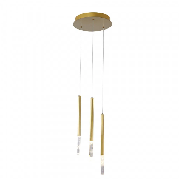 PENDENTE PETRA DOURADO E TRANSPARENTE (D)30CM (A)44CM 3X3W 3000K 450LM - OC001M