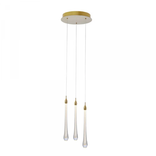 PENDENTE GOCCIA DOURADO E TRANSPARENTE (D)30CM (A)41CM 3X3W 3000K 480LM - OC002M