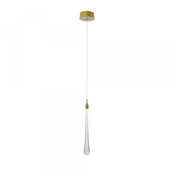 PENDENTE GOCCIA DOURADO E TRANSPARENTE (D)12CM (L) CM (A)41CM 1X3W 3000K 160LM - OC002S