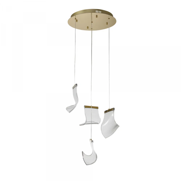 PENDENTE ONDA DOURADO E TRANSPARENTE (D)40CM (A)2CM 4X2.5W 3000K 500LM - OC008L