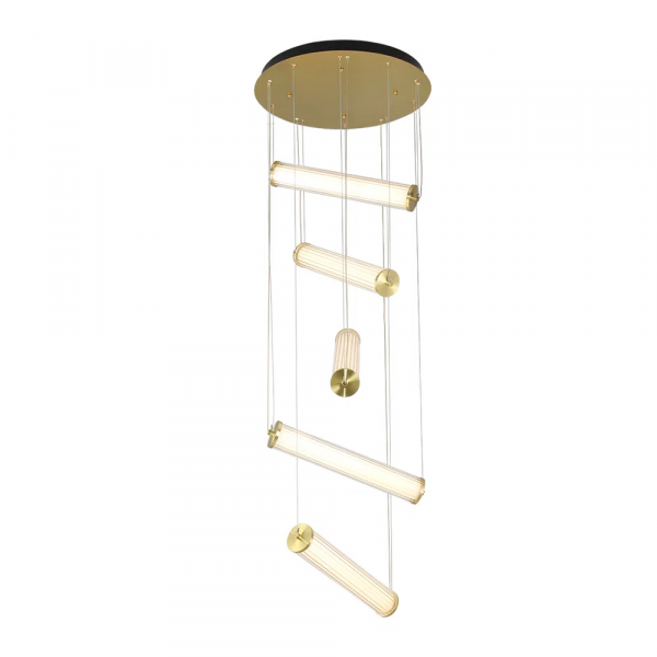 PENDENTE LAMPE BRONZE E TRANSPARENTE (D)50CM (A)190CM 5X15W 3000K 3750LM - HC002