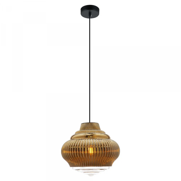 PENDENTE FUZY D 27.5CM X 25CM 1XE27 127V / 220V DOURADO E TRANSP - OP055B